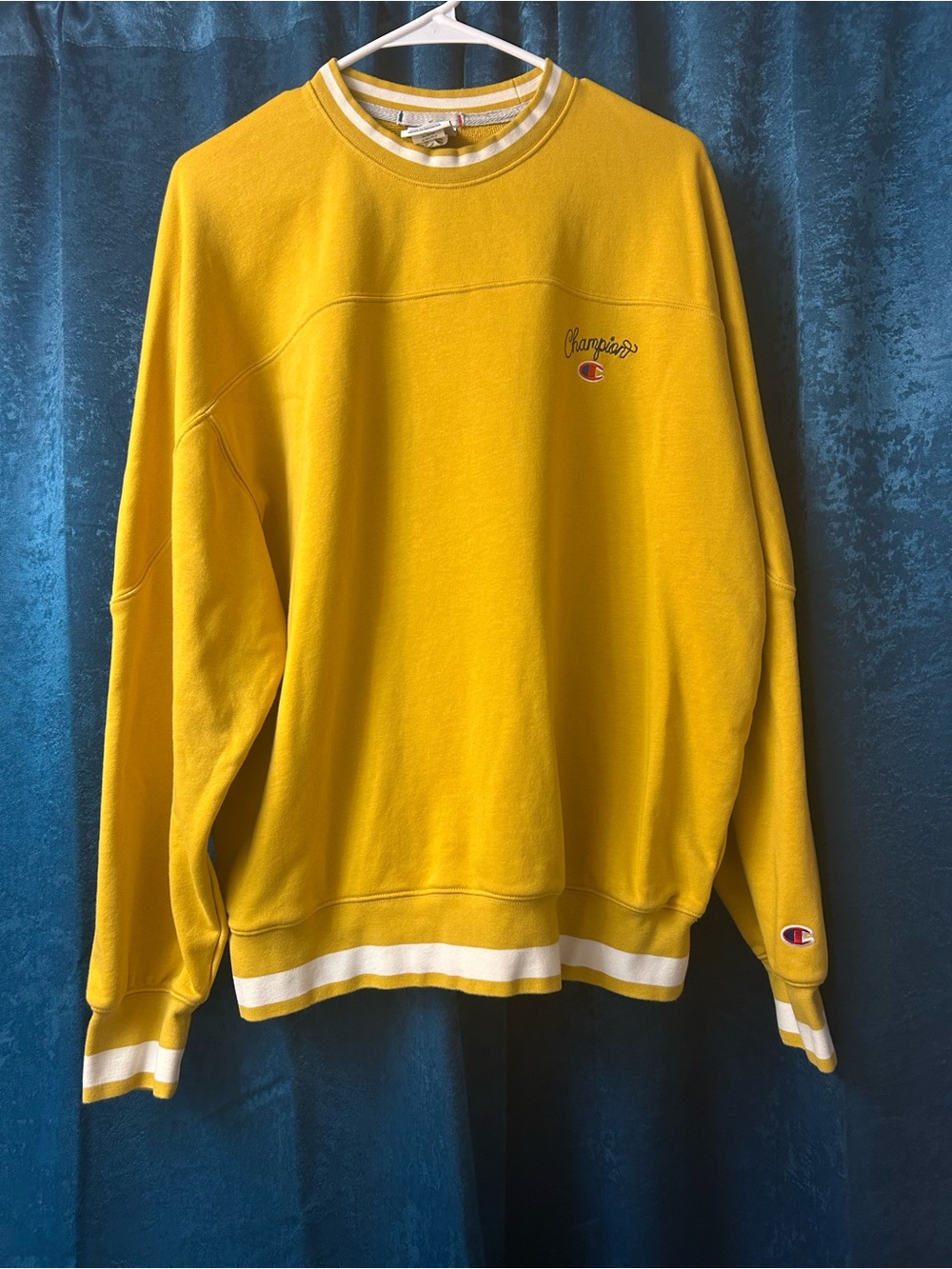 Champion Men’s Yellow Crewneck Sweatshirt with White Trim